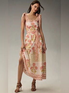 Sue Sartor Tie-Shoulder Maxi Dress
